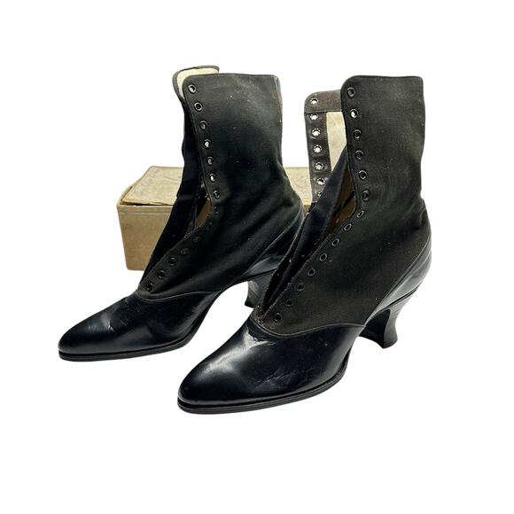 Edwardian Lace-Up Boots w/ Original Box Queen Quality Shoe Antique - Picture 1 of 14